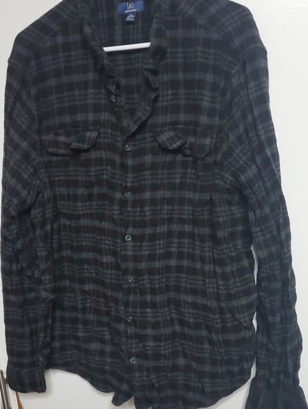 George Black and Forest Green Plaid Button-Down Shirt